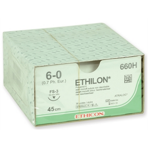 SUTURA MONOFILAMENTO ETHICON ETHILON - 6/0 ago 16 mm ( conf. 36 pz)