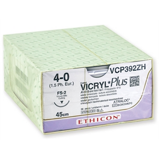 SUTURA ASSORBIBILE ETHICON VICRYL PLUS - 4/0 ago 19 mm ( conf. n° 36 pz)